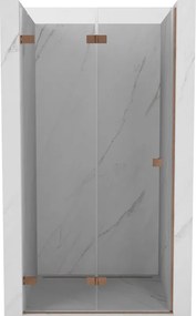 Mexen Lunar-F porta de chuveiro dobrável esquerda 85 cm, transparente, cobre escovado - 836-085-000-65-00-L