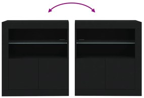 Aparador com luzes LED 60,5x37x67 cm preto