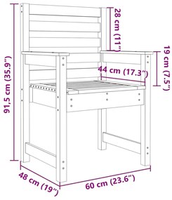 Cadeiras de jardim 2 pcs 60x48x91 cm pinho maciço