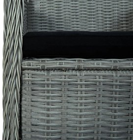 9 pcs conj. jantar exterior + almofadões vime PE cinzento-claro