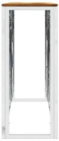 Mesa consola aço inoxidável/madeira de acácia maciça prateado