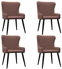 Cadeiras de jantar 4 pcs tecido castanho