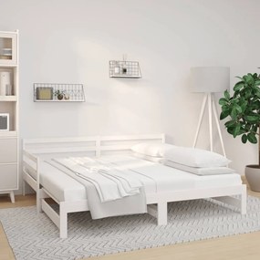 vidaXL Estrutura sofá-cama de puxar 2x(90x190) cm pinho maciço branco