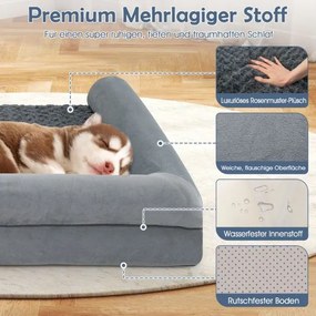 Cama ortopédica para cães grandes 113 x 89 x 18 cm com almofada para cães grandes e médios L Cinza