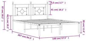 Estrutura de cama com cabeceira 140x200 cm metal branco