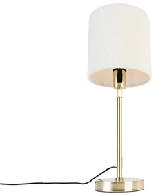 Candeeiro de mesa dourado regulável com abajur branco 20 cm - Parte Design