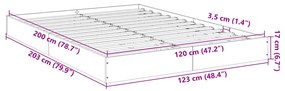 Estrutura de cama 120x200 cm derivados de madeira cinza cimento