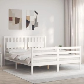 vidaXL Estrutura de cama com cabeceira 160x200 cm madeira maciça