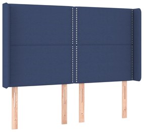 Cama box spring c/ colchão e LED 140x200 cm tecido azul