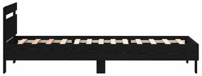 Estrutura de Cama com Luzes LED Carvalho Preto 90x190 cm Madeira Engen