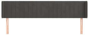 Cabeceira de cama c/ abas veludo 203x16x78/88cm cinzento-escuro