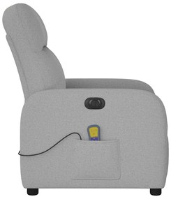 Poltrona massagens reclinável elétrica tecido cinzento-nublado