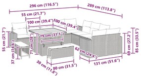 Conjunto de Sofá de Jardim com 13 Peças e Almofadas Beiges em Rattan S