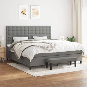 vidaXL Cama com molas/colchão 200x200 cm tecido cinzento-escuro