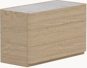 Cómoda com efeito de madeira com tampo em vidro Noble