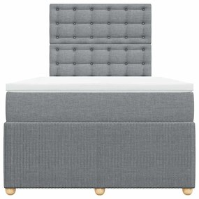 Cama boxspring com colchão 120x190 cm tecido cinzento-claro