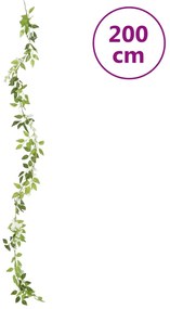 Grinaldas de flores de Natal 6 pcs 200 cm branco
