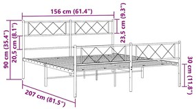 Estrutura de cama com cabeceira e pés 150x200 cm metal branco