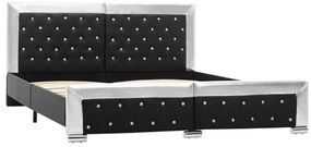 Estrutura de cama 160x200 cm couro artificial preto