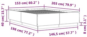 Estrutura de cama 150x200 cm derivados de madeira cinza sonoma