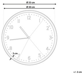 Relógio de parede cinzento e preto ø 33 cm DAVOS Beliani