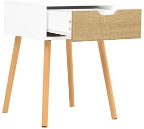 Mesa de cabeceira derivados de madeira branco/carvalho sonoma