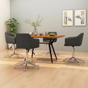 vidaXL Cadeiras de jantar giratórias 4 pcs tecido cinzento-escuro