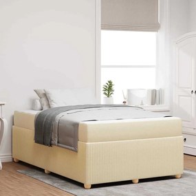 vidaXL Estrutura da Cama com colchão Creme 120 x 200 cm tecido