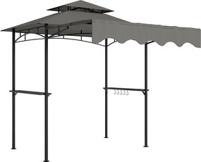 Outsunny Pavilhão de Churrasco 242x149x248 cm resistente à água retardador de chama Pavilhão de jardim com telhado duplo Cinza | Aosom Portugal