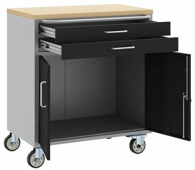 Gabinete de Ferramentas com Rodas e Portas Trancáveis Preto 75x45x85 c