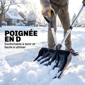 Pá para Neve, 45 x 37 x 135 cm, Pega Ergonómica, Preto