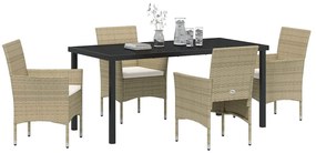 Conjunto de Jantar de Jardim 5 Peças Bege em Rattan Sintético
