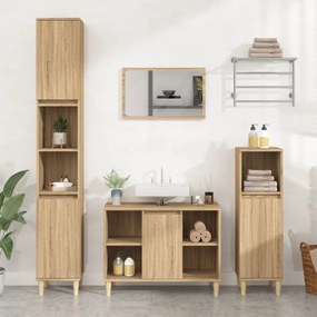 vidaXL 3 pcs conj. móveis casa banho derivados madeira carvalho sonoma