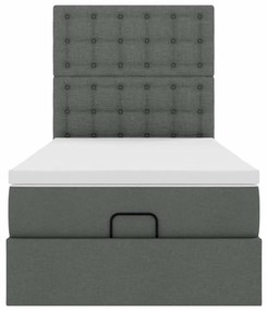 Estrutura cama otomana colchão 80x200 cm tecido cinzento escuro