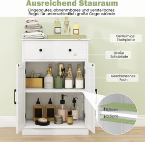 Armário de casa de banho com gaveta, portas e prateleira ajustável 56 x 30 x 80 cm branco