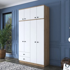 Roupeiro BA121 – Nogueira e Branco – 120x216,8x42,5 cm