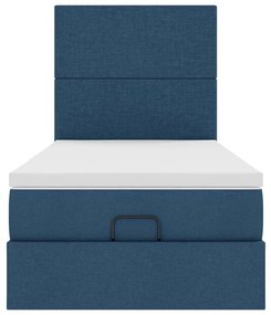 Cama otomana com colchão 90x200 cm tecido azul