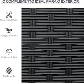 Banco Jardim Lounge Cadeira 2 Lugares Móveis para Jardim Exterior Terraço 2 Lugares Rattan Sintético Carga 320kg 122x60x87cm Estrutura Aço