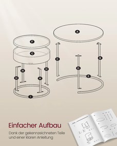 Conjunto de 2 mesas de centro redondas Bege natural + Preto