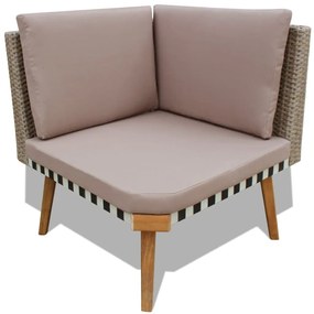 4 pcs conjunto lounge de jardim c/ almofadões vime PE cinzento