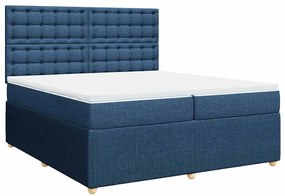Cama com molas/colchão 200x200 cm tecido azul