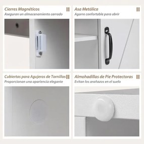 Mesa apoio, mesa cabeçeira Rústica 60 x 60 x 61 cm com Estação de Carregamento, com Porta Deslizante para Quarto e Sala Branco + Natural