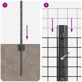 Conjunto de Cerca de Jardim Conjunto de 2 Cinza Metal Grande