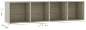 Estante/móvel de TV 143x30x36 cm contraplacado carvalho sonoma