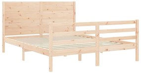 Estrutura de cama com cabeceira 160x200 cm madeira maciça