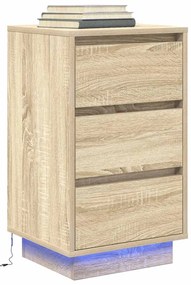 Mesa de cabeceira com luzes LED 38x34x65 cm carvalho sonoma