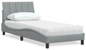 vidaXL Cama com colchão 80x200 cm tecido cinzento-claro