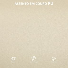 Conjunto de 2 Bancos de Bar Bancos Altos de Cozinha com Encosto em Vime Assento em PU Estrutura de Aço 45x50x97 cm Creme
