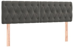 Cama box spring c/ colchão/LED 140x190cm veludo cinzento-escuro