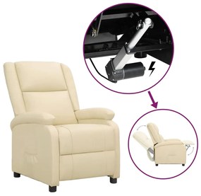 vidaXL Poltrona elevatória couro genuíno cor creme
